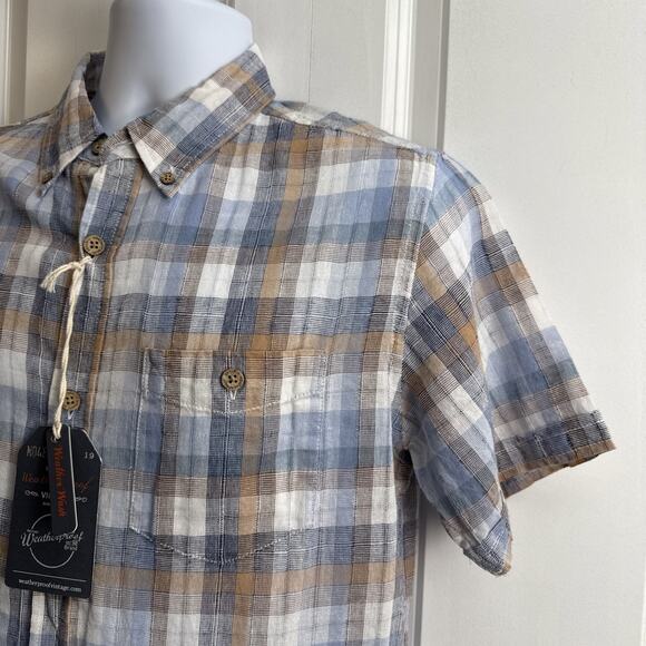 Weatherproof Vintage Mens Small Plaid Short Sleeve Button Down Shirt Spring NWT - Picture 4 of 11